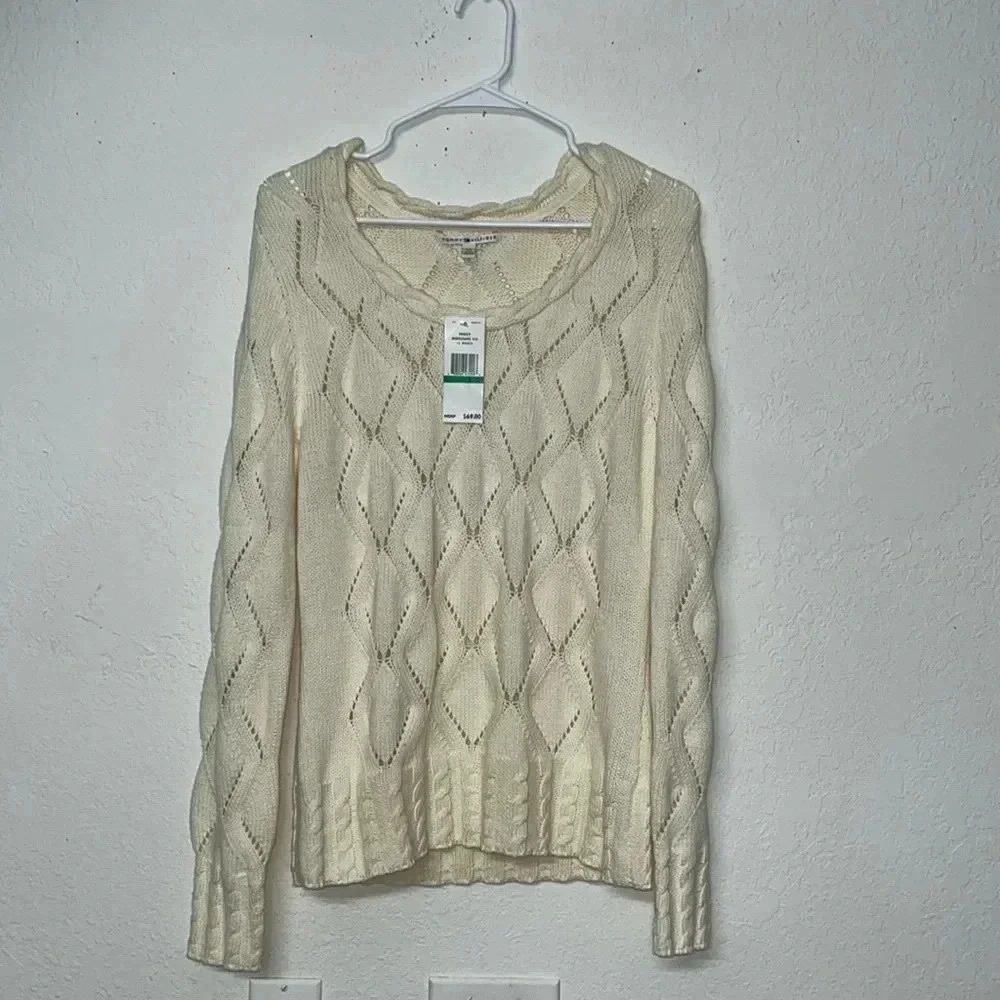 NWT knit sweater large‎ cotton blend preppy neutral old money minimal classic